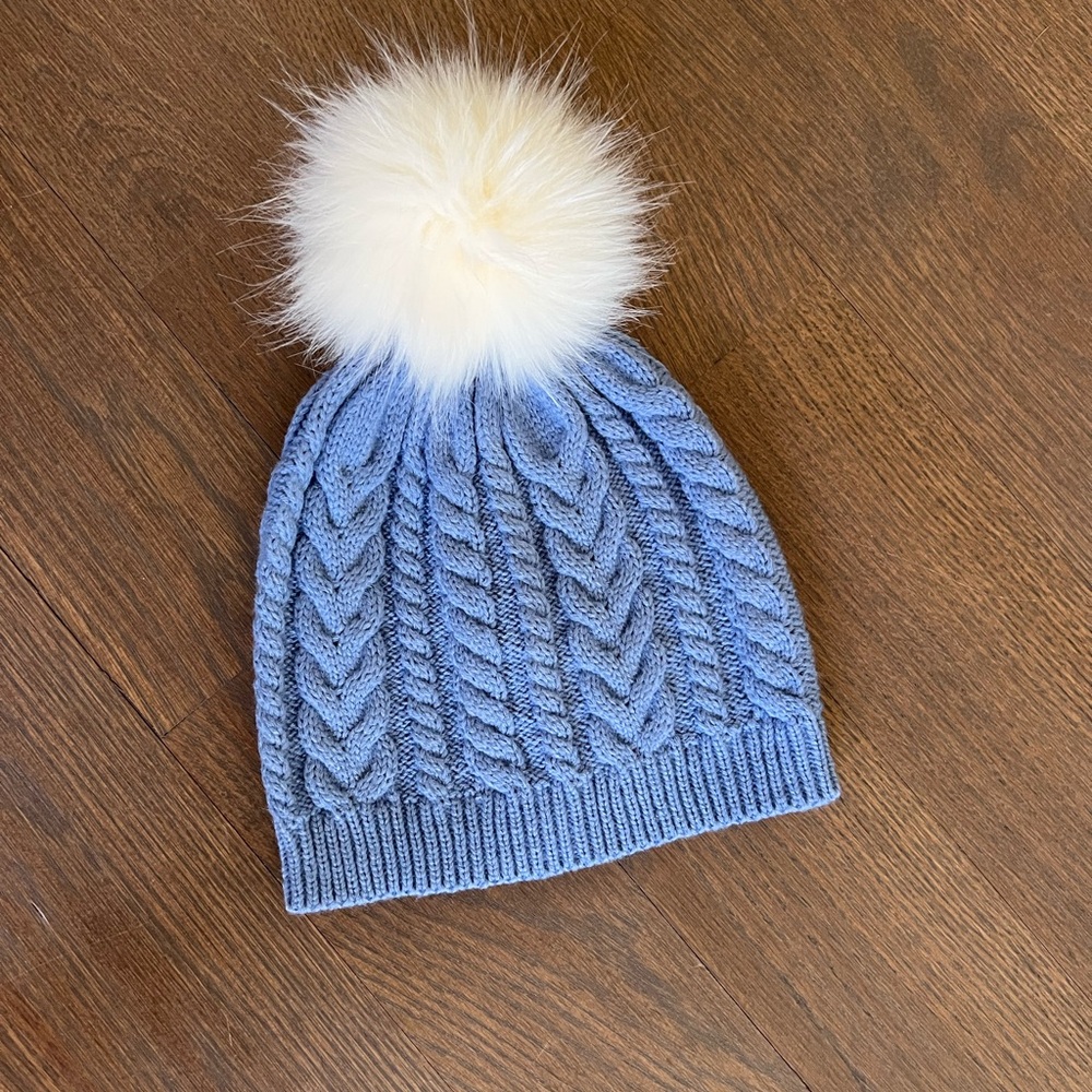 Cozy Blue Knit Pom-Pom Hat for Kids